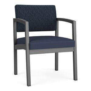 Lenox Steel Reception Waiting Guest Chair / Charcoal Steel / Blue / Blue
