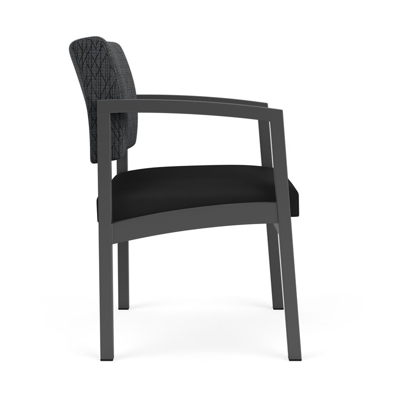 Lesro Lenox Steel Fabric Guest Chair in Charcoal/Adler Nocturnal/Castillo Black