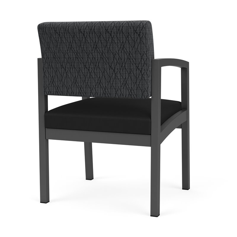 Lesro Lenox Steel Fabric Guest Chair in Charcoal/Adler Nocturnal/Castillo Black