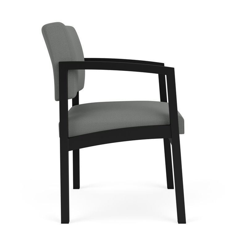Lenox Steel Reception Waiting Oversize Guest Chair / Black Steel / Light Gray