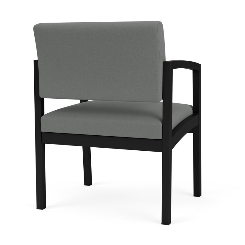 Lenox Steel Reception Waiting Oversize Guest Chair / Black Steel / Light Gray