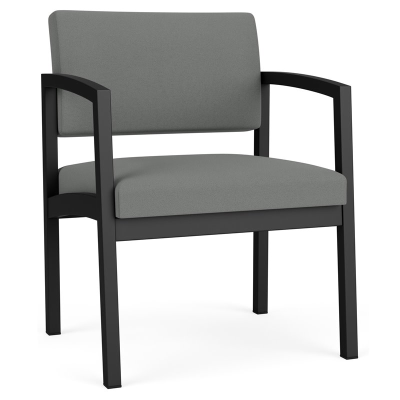 Lenox Steel Reception Waiting Oversize Guest Chair / Black Steel / Light Gray