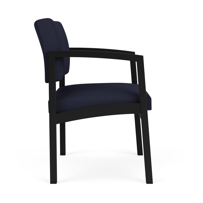 Lenox Steel Reception Waiting Oversize Guest Chair / Black Steel / Navy Blue
