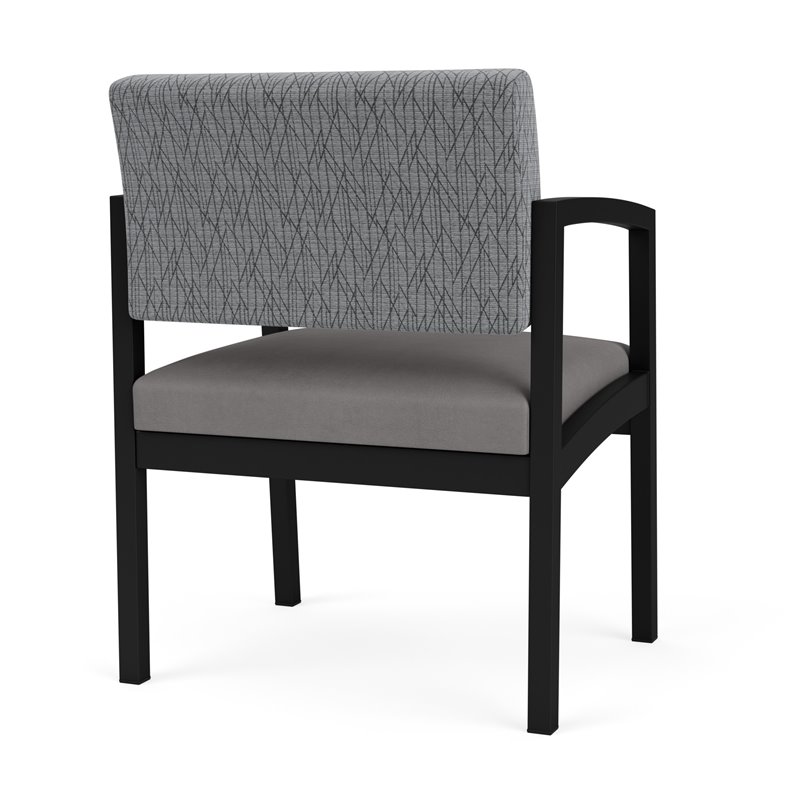Lenox Steel Reception Waiting Oversize Guest Chair / Black Steel / Gray / Gray