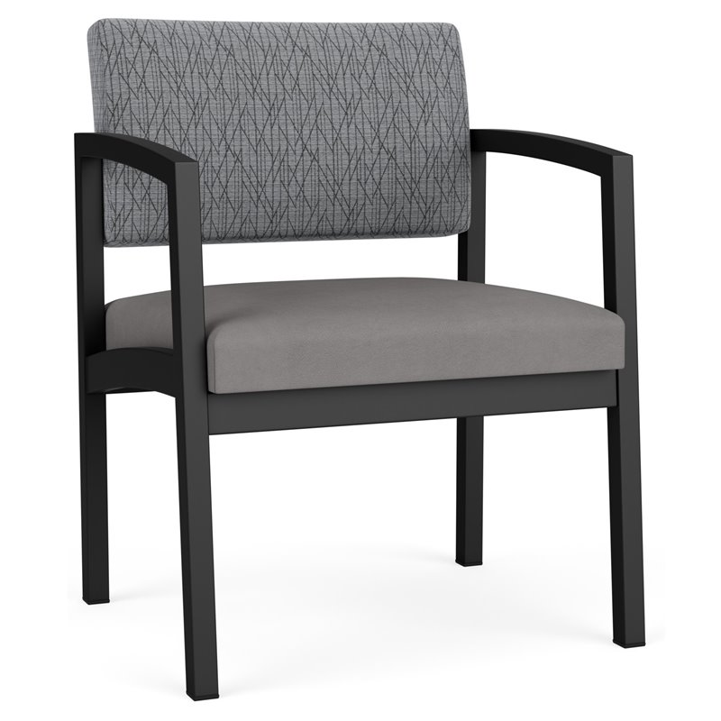 Lenox Steel Reception Waiting Oversize Guest Chair / Black Steel / Gray / Gray