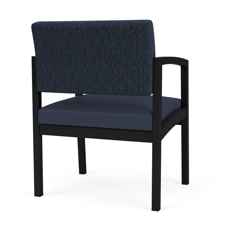 Lenox Steel Reception Waiting Oversize Guest Chair / Black Steel / Blue / Blue