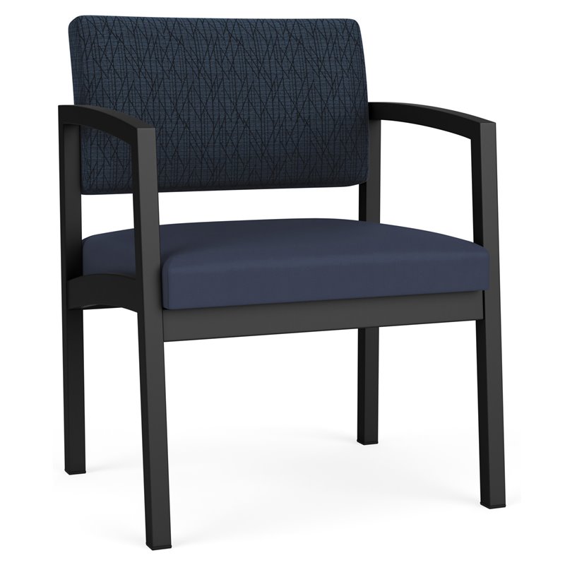 Lenox Steel Reception Waiting Oversize Guest Chair / Black Steel / Blue / Blue