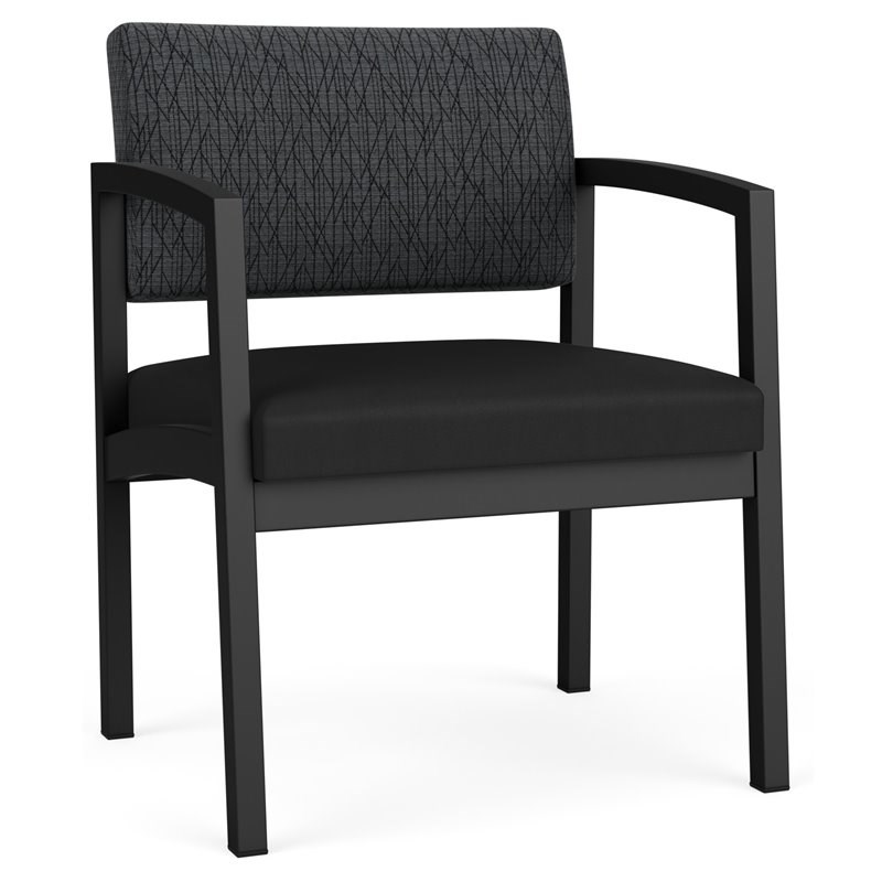 Lenox Steel Reception Oversize Guest Chair / Black Steel / Dark Gray / Black