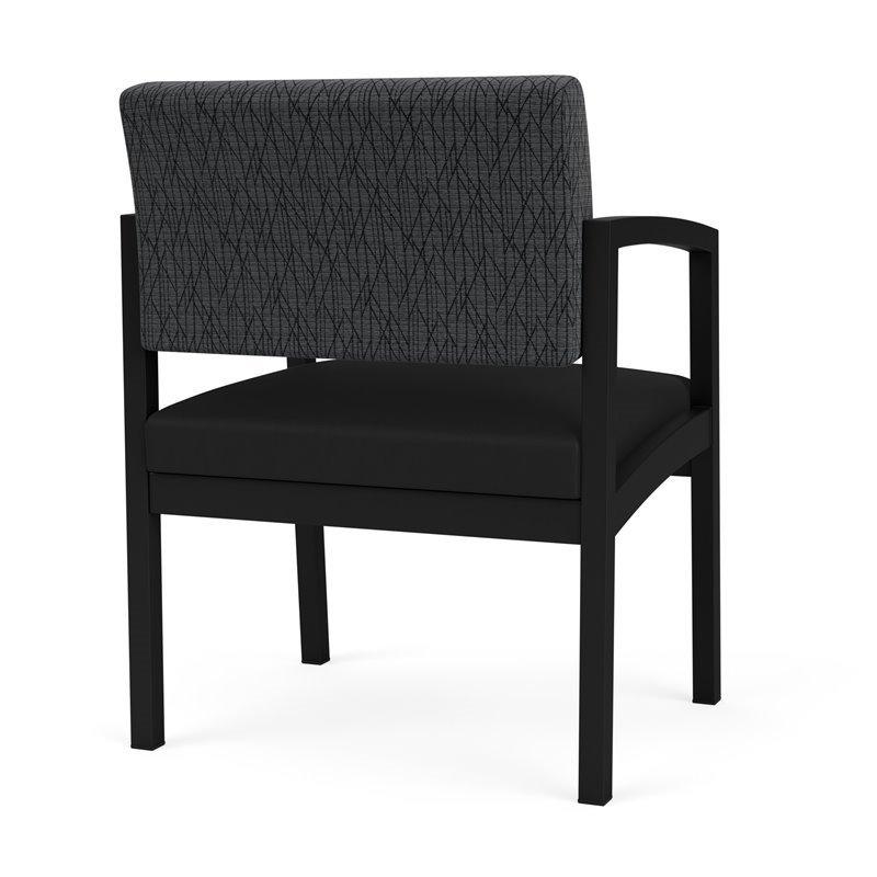 Lenox Steel Reception Oversize Guest Chair / Black Steel / Dark Gray / Black