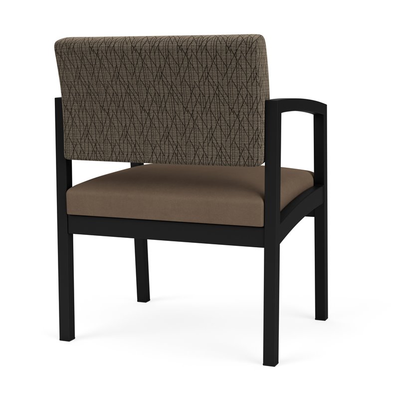 Lenox Steel Reception Waiting Oversize Guest Chair / Black Steel / Brown / Brown