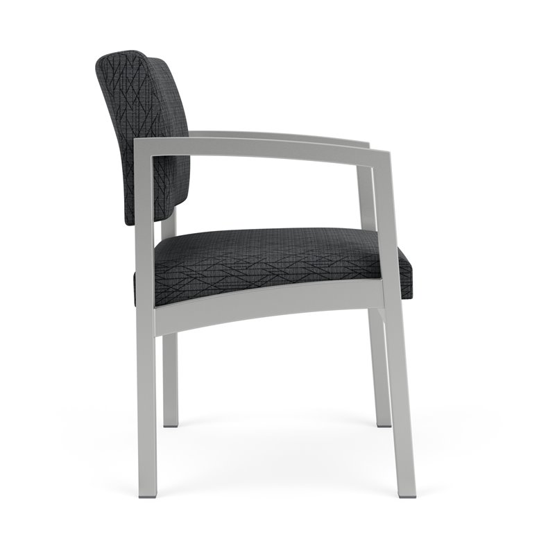 Lenox Steel Reception Waiting Room Guest Chair / Silver Steel / Dark Gray