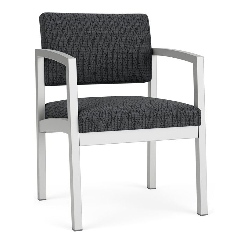 Lenox Steel Reception Waiting Room Guest Chair / Silver Steel / Dark Gray
