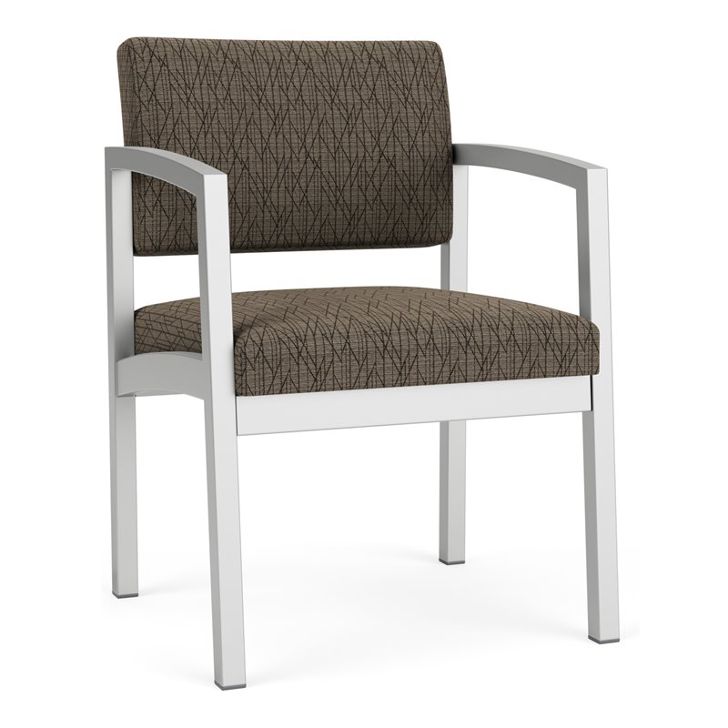 Lenox Steel Reception Waiting Room Healthcare Guest Chair / Silver Steel / Brown