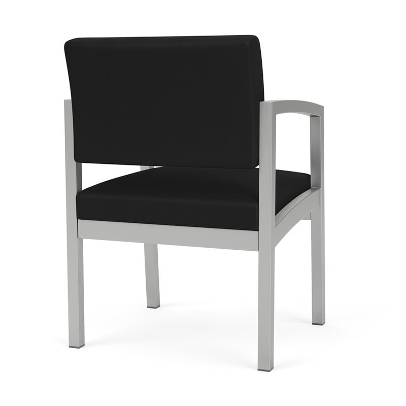 Lenox Steel Reception Waiting Room Healthcare Guest Chair / Silver Steel / Black