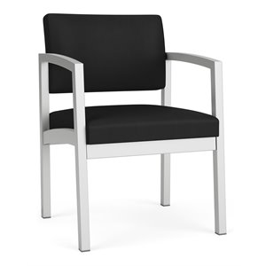 lesro lenox steel modern polyurethane guest chair in silver/castillo black