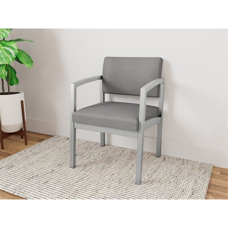 Lenox Steel Reception Waiting Room Guest Chair / Silver Steel / Light Gray