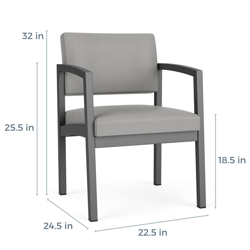 Lenox Steel Reception Waiting Room Guest Chair / Silver Steel / Light Gray
