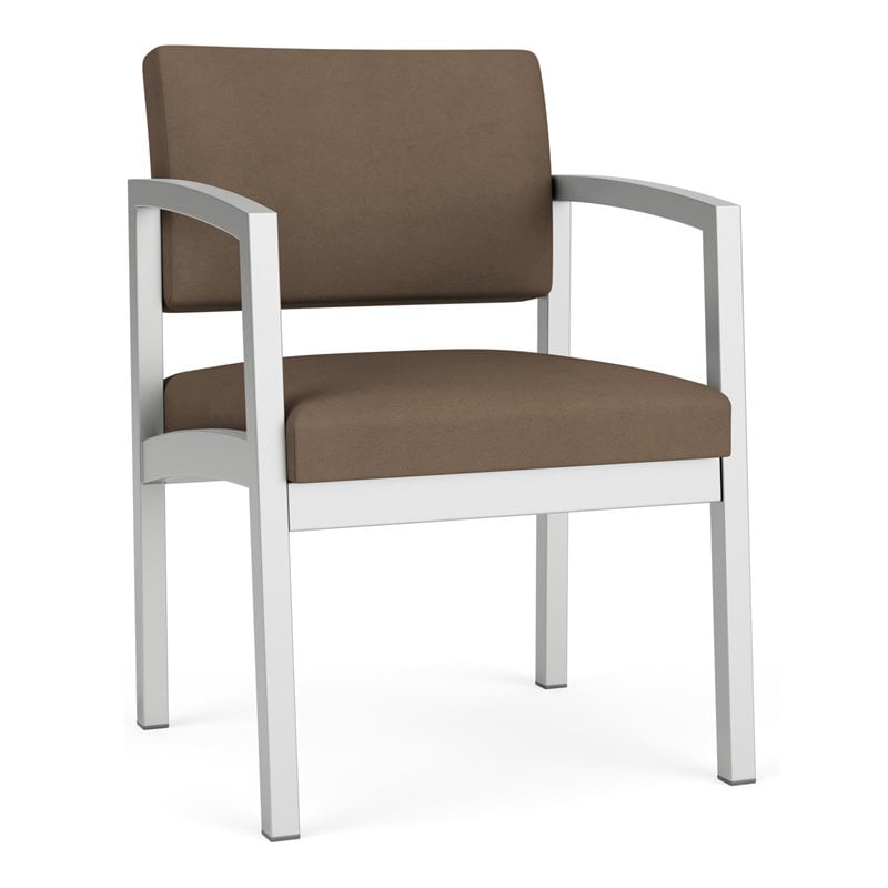 Lenox Steel Reception Waiting Room Healthcare Guest Chair / Silver Steel / Brown