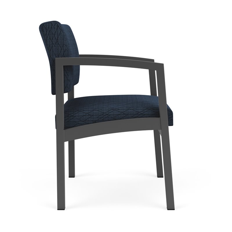 Lenox Steel Reception Waiting Oversize Guest Chair / Charcoal Steel / Blue