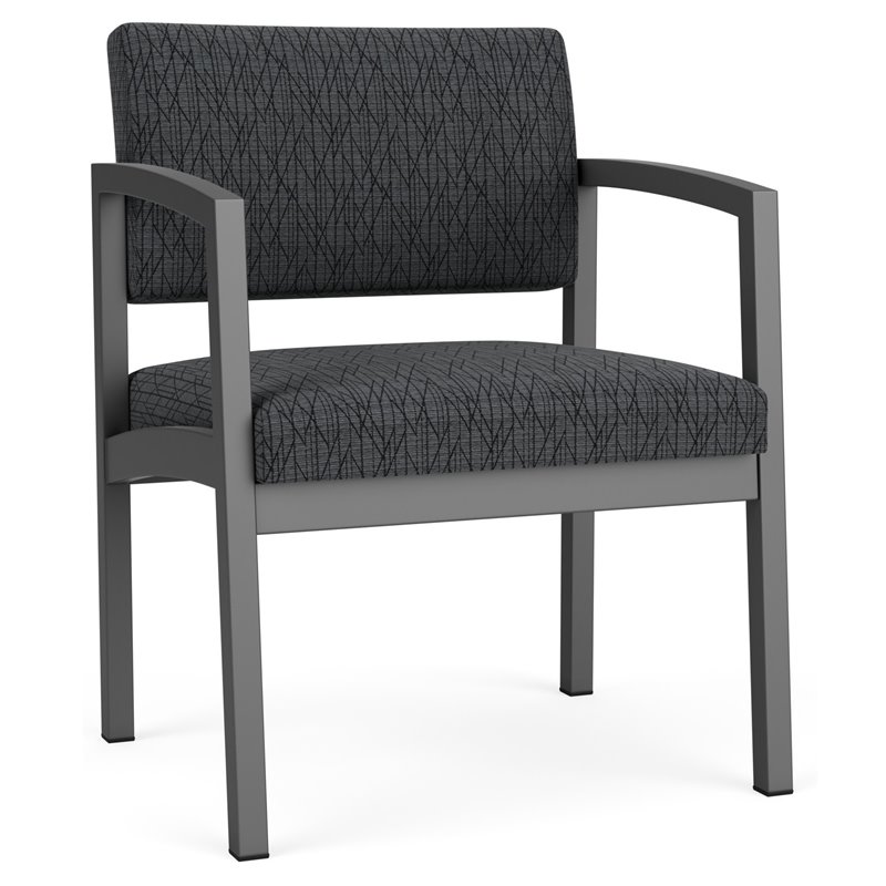Lenox Steel Reception Waiting Oversize Guest Chair / Charcoal Steel / Dark Gray