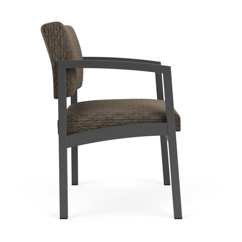 Lenox Steel Reception Waiting Oversize Guest Chair / Charcoal Steel / Brown