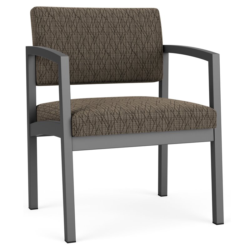 Lenox Steel Reception Waiting Oversize Guest Chair / Charcoal Steel / Brown