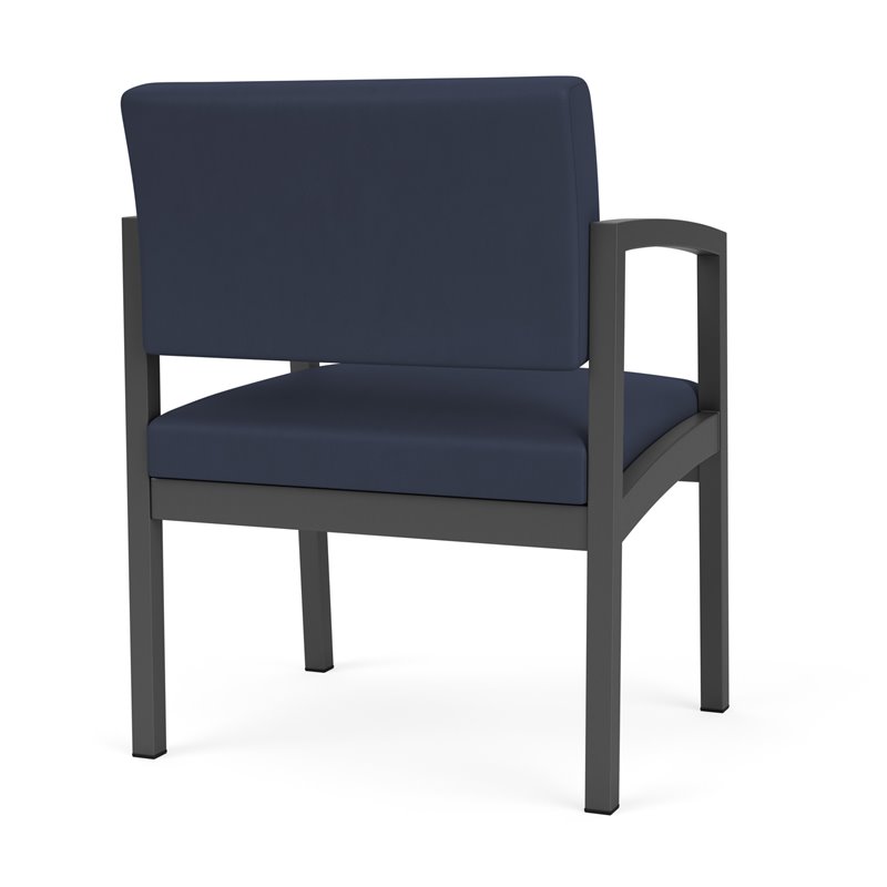 Lenox Steel Reception Waiting Oversize Guest Chair / Charcoal Steel / Blue