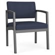 Lenox Steel Reception Waiting Oversize Guest Chair / Charcoal Steel / Blue