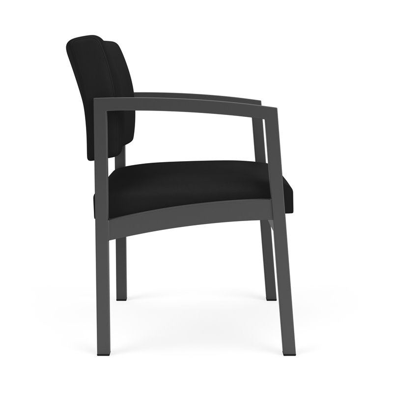 Lenox Steel Reception Waiting Oversize Guest Chair / Charcoal Steel / Black