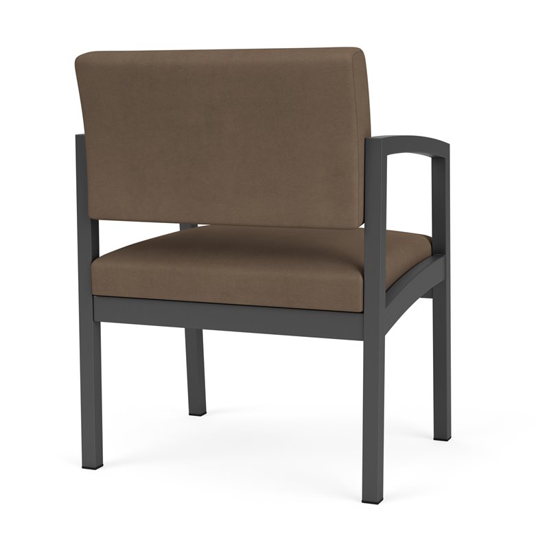 Lenox Steel Reception Waiting Oversize Guest Chair / Charcoal Steel / Brown
