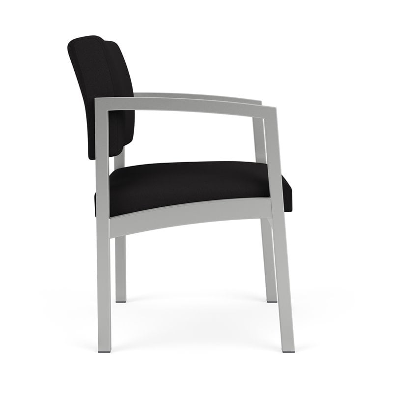 Lenox Steel Reception Waiting Room Healthcare Guest Chair / Silver Steel / Black