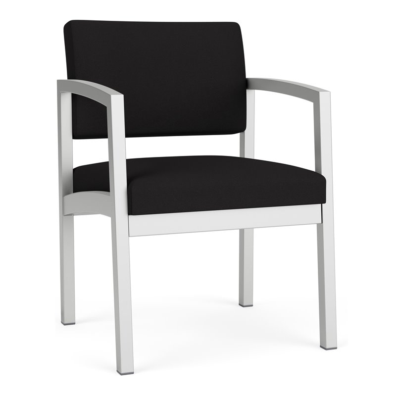 Lenox Steel Reception Waiting Room Healthcare Guest Chair / Silver Steel / Black
