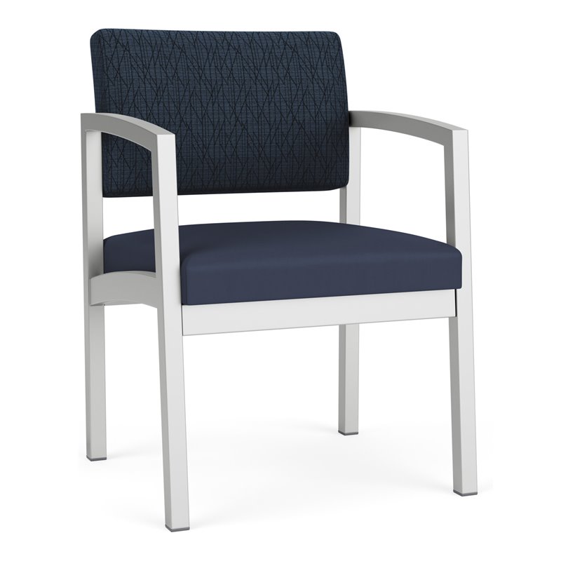 Lenox Steel Reception Waiting Guest Chair / Silver Steel / Blue / Blue