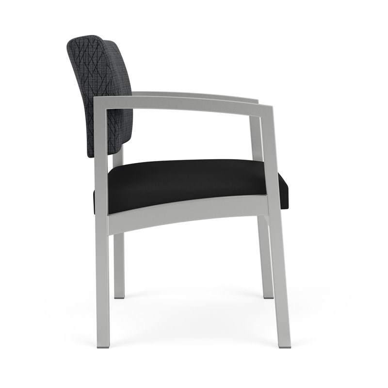 Lenox Steel Reception Waiting Guest Chair / Silver Steel / Dark Gray / Black