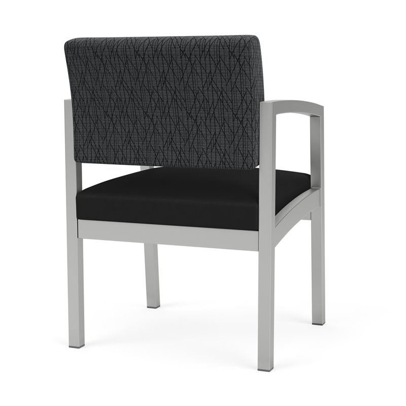 Lenox Steel Reception Waiting Guest Chair / Silver Steel / Dark Gray / Black