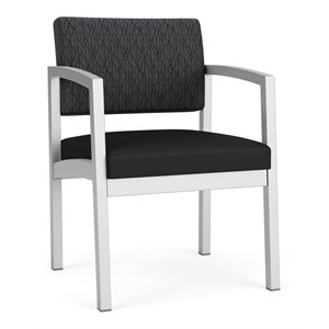 lesro lenox steel fabric guest chair in silver/adler nocturnal/castillo black