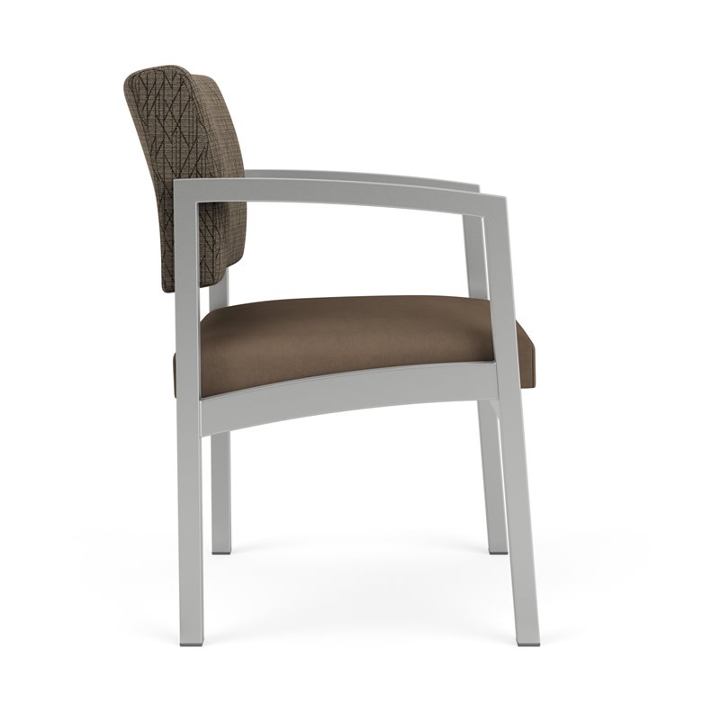 Lenox Steel Reception Waiting Guest Chair / Silver Steel / Brown / Brown