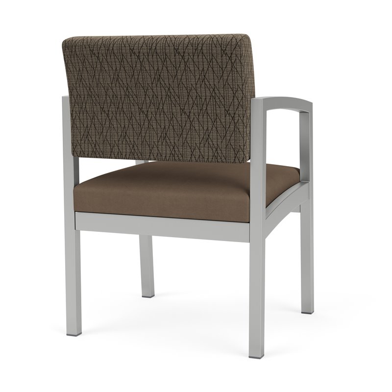 Lenox Steel Reception Waiting Guest Chair / Silver Steel / Brown / Brown