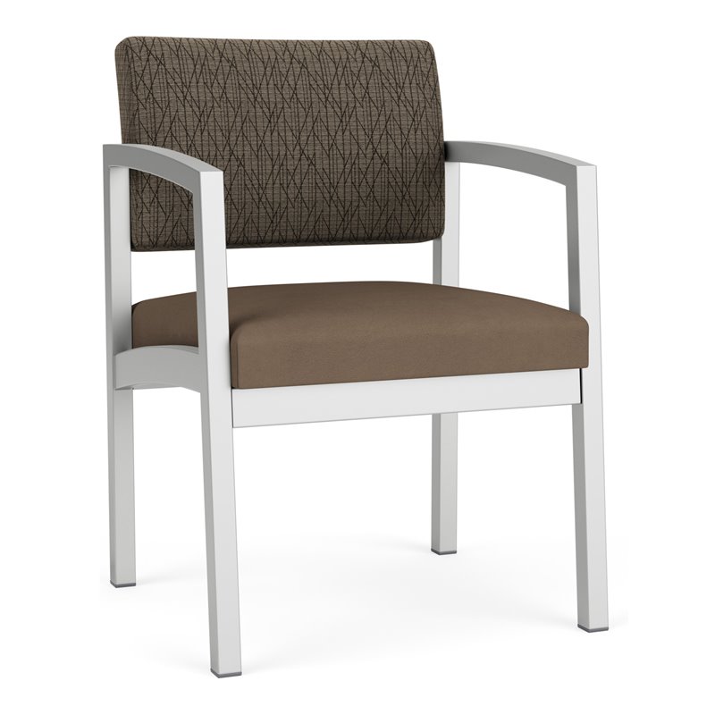 Lenox Steel Reception Waiting Guest Chair / Silver Steel / Brown / Brown