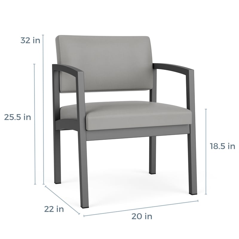Lenox Steel Reception Waiting Oversize Guest Chair / Charcoal Steel / Light Gray
