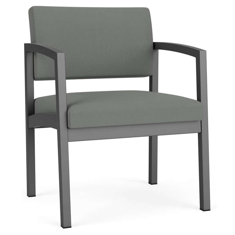 Lenox Steel Reception Waiting Oversize Guest Chair / Charcoal Steel / Light Gray