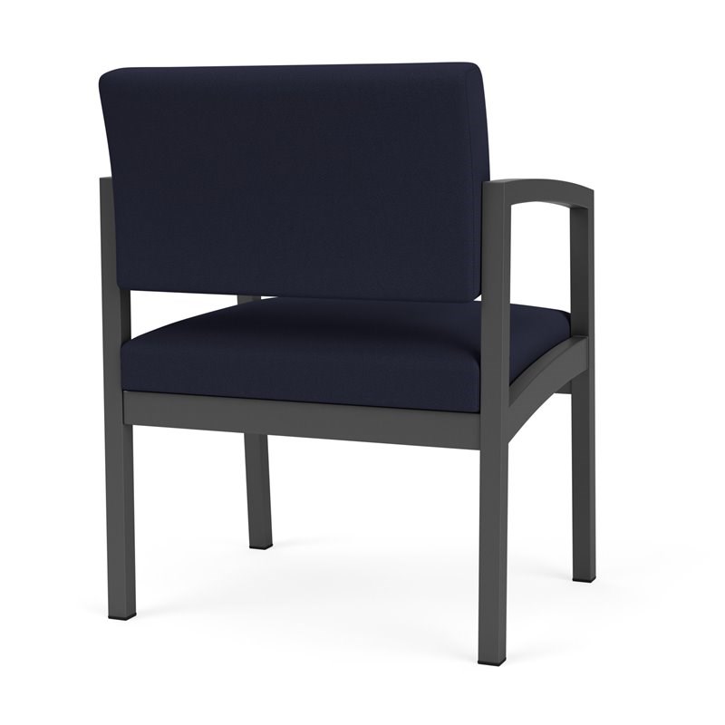 Lenox Steel Reception Waiting Oversize Guest Chair / Charcoal Steel / Navy Blue