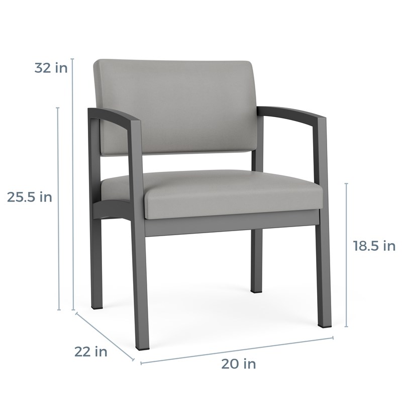 Lenox Steel Reception Waiting Oversize Chair / Charcoal Steel / Gray / Gray
