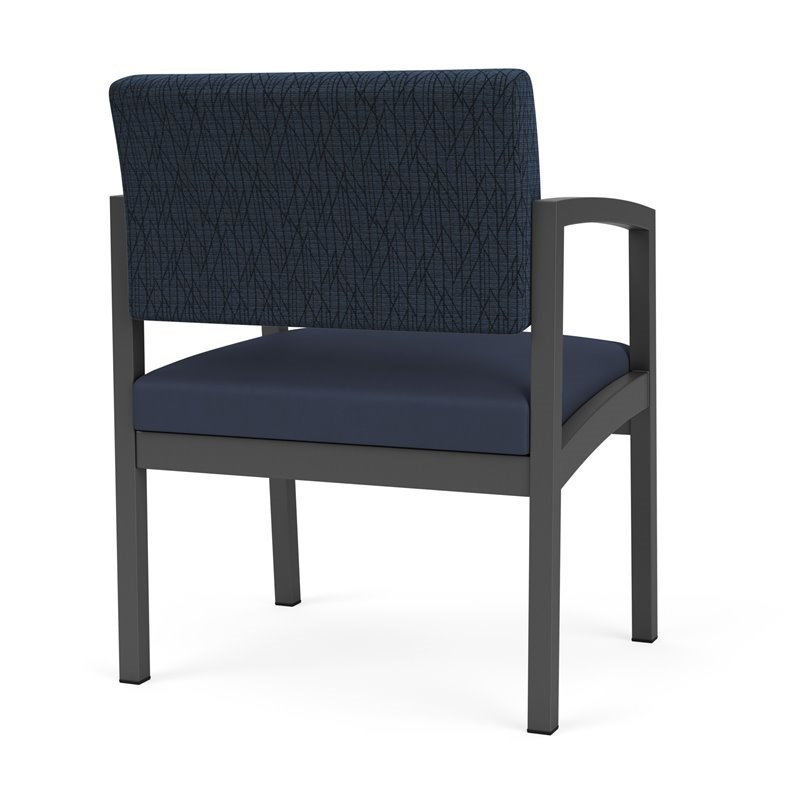 Lenox Steel Reception Waiting Oversize Chair / Charcoal Steel / Blue / Blue