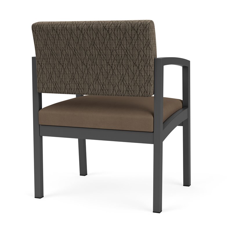 Lenox Steel Reception Waiting Oversize Chair / Charcoal Steel / Brown / Brown