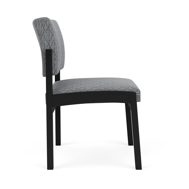 Lenox Steel Reception Waiting Armless Guest Chair / Black Steel / Gray