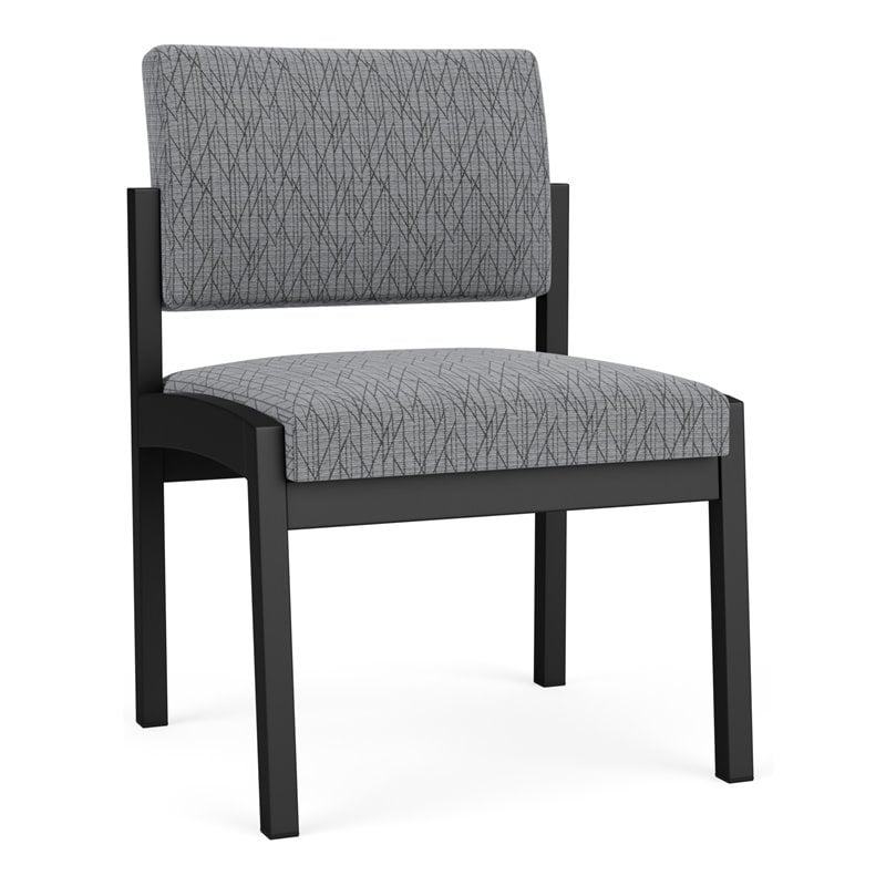 Lenox Steel Reception Waiting Armless Guest Chair / Black Steel / Gray