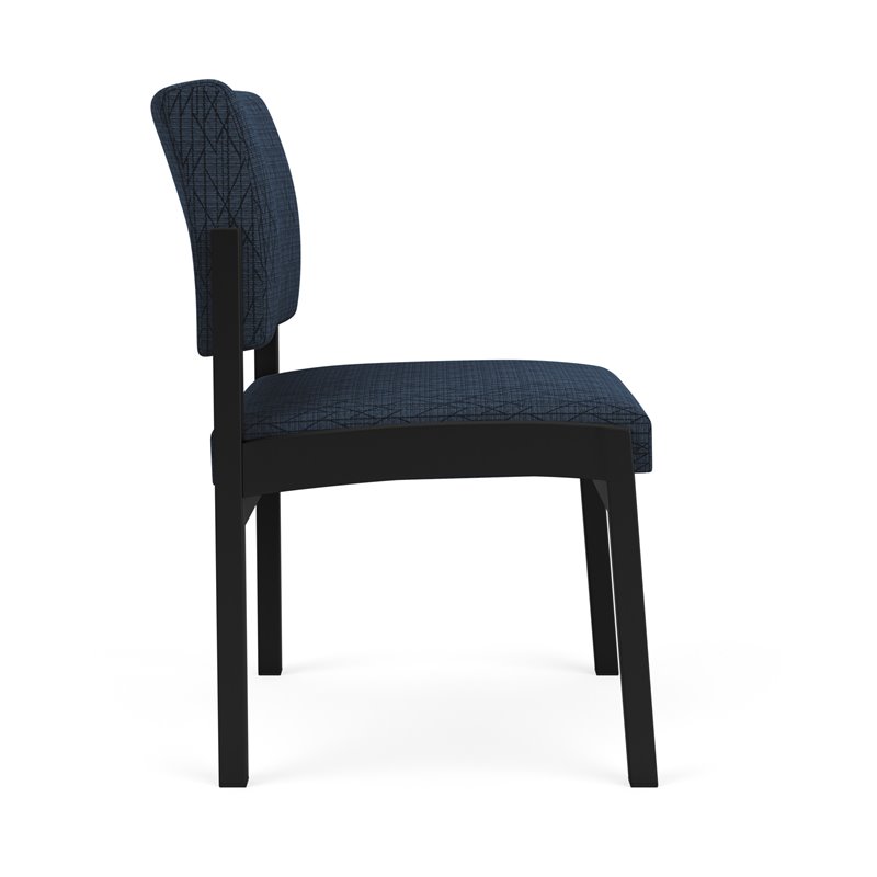 Lenox Steel Reception Waiting Armless Guest Chair / Black Steel / Blue