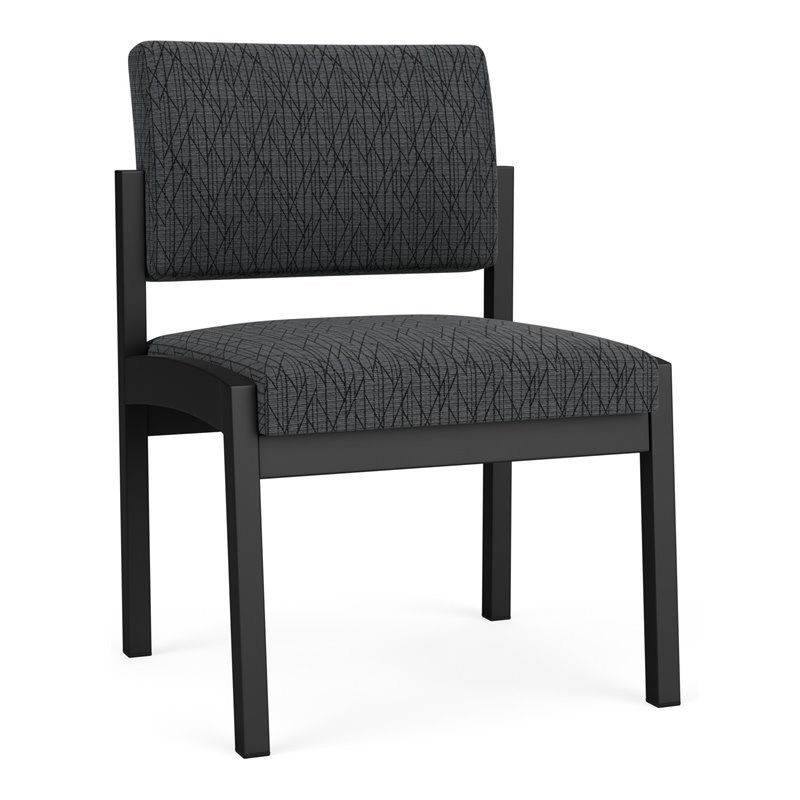 Lenox Steel Reception Waiting Armless Guest Chair / Black Steel / Dark Gray