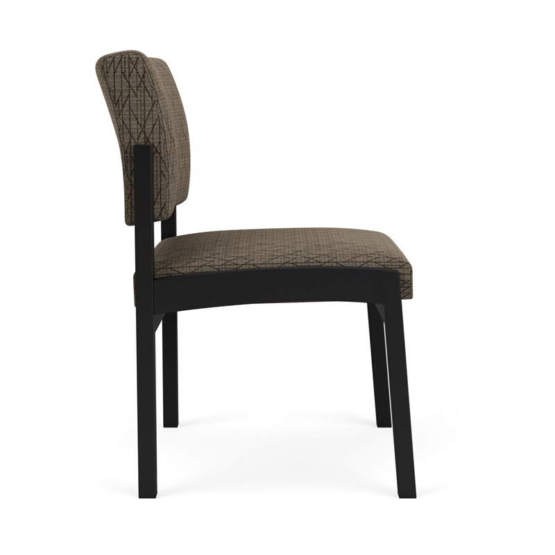 Lenox Steel Reception Waiting Armless Guest Chair / Black Steel / Brown